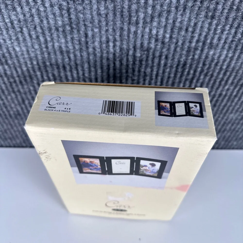 Carr Frames Black Triple Hinged 4x6 Picture Frame C56646 Folding 3 Photo Display